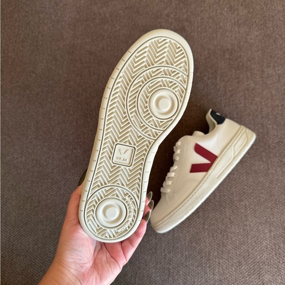 VEJA V-12 Leather White Marsala Nautico Sneaker - Picture 14 of 14